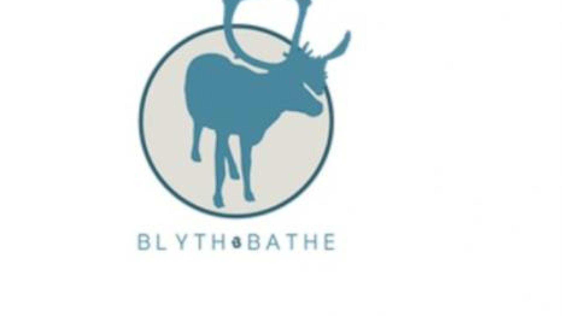 Logo for Blyth & Bathe Inc. There is a teal silhouette of a reindeer in front of a grey circle.