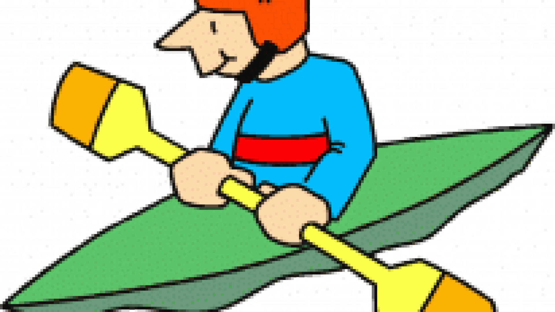 Cartoon of a person kayaking.