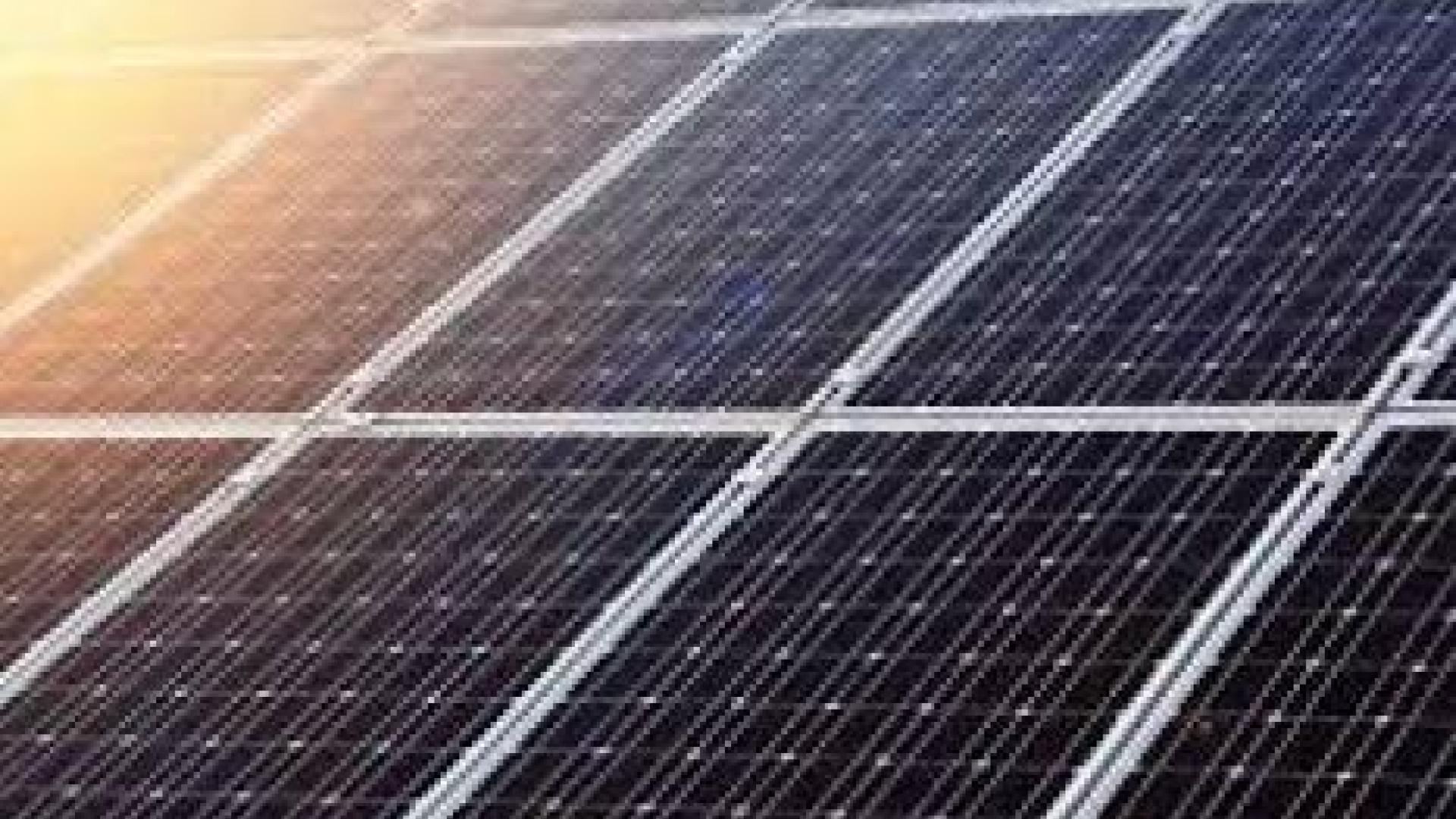 Solar panels catching sun rays.