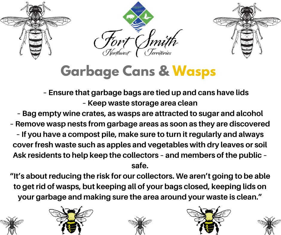 notice about garbage cans and wasps