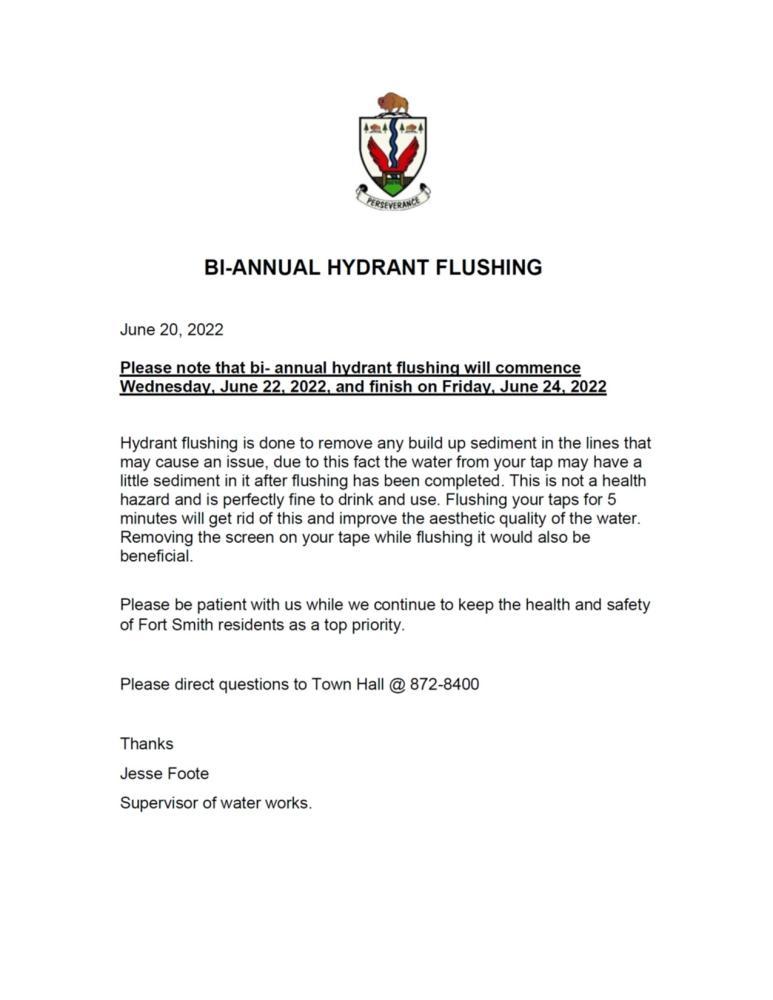 Notice about bi-annual hydrant flushing
