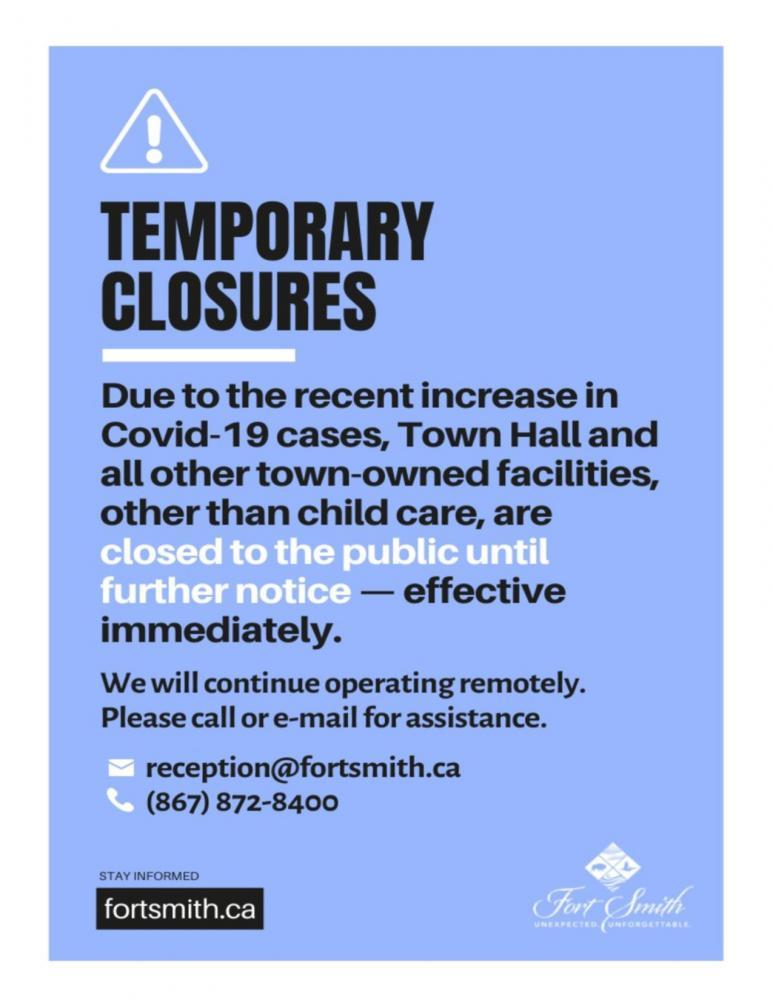 temporary closures of town hall and other facilities due to Covid-19 cases