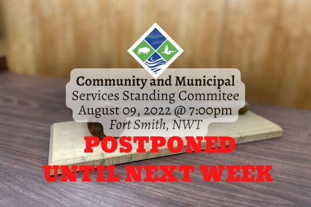 graphic showing postponement of community and municipal meeting