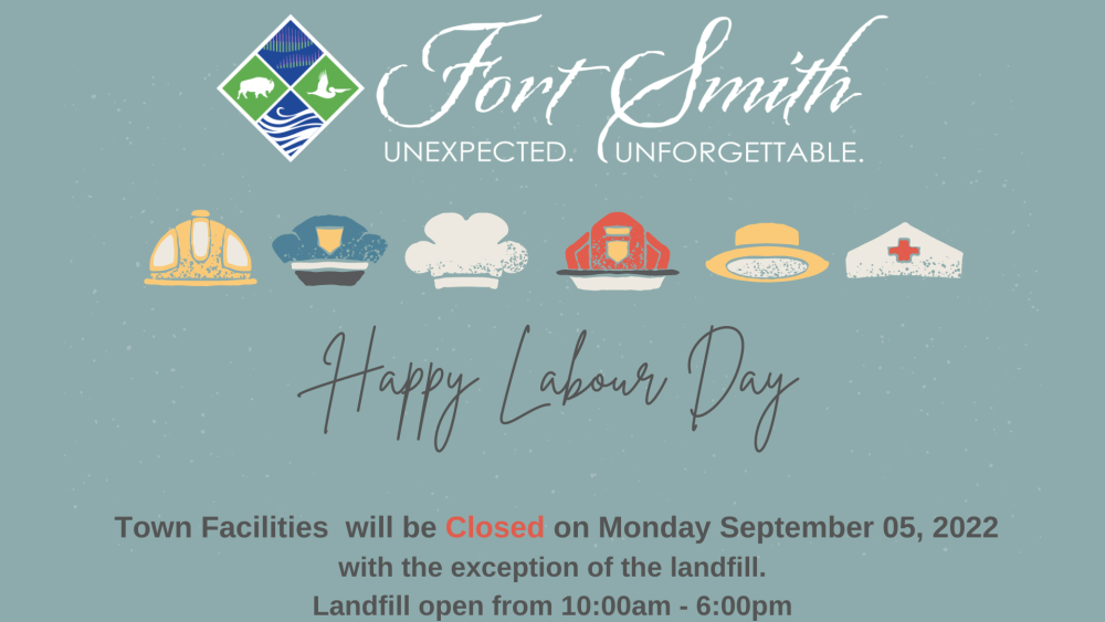 Happy Labour Day graphic with info about Town Facilities closure