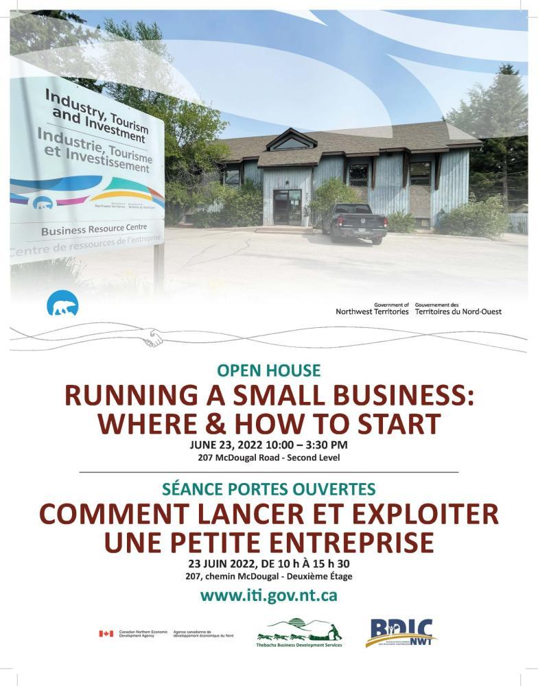 Front of the Business Resource Centre building and text about the Open House