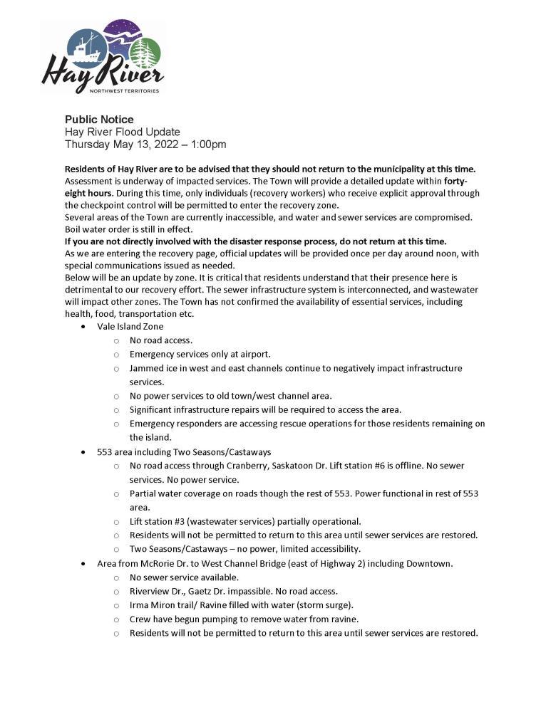 Hay River Flood Update