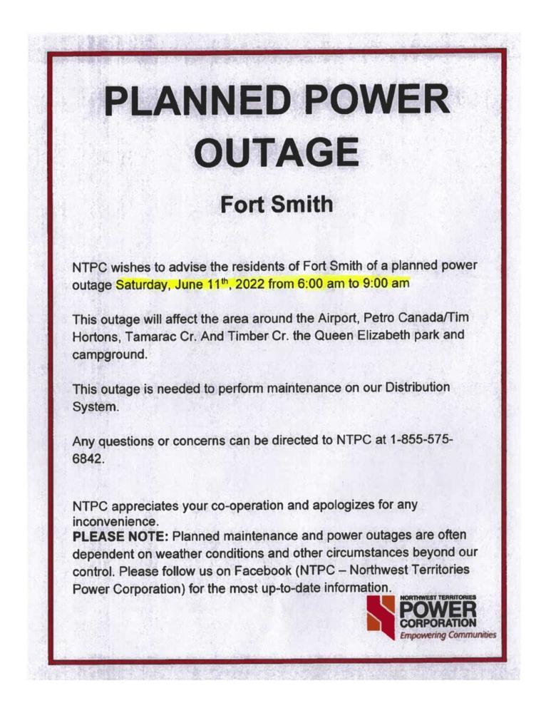 notice of planned power outage