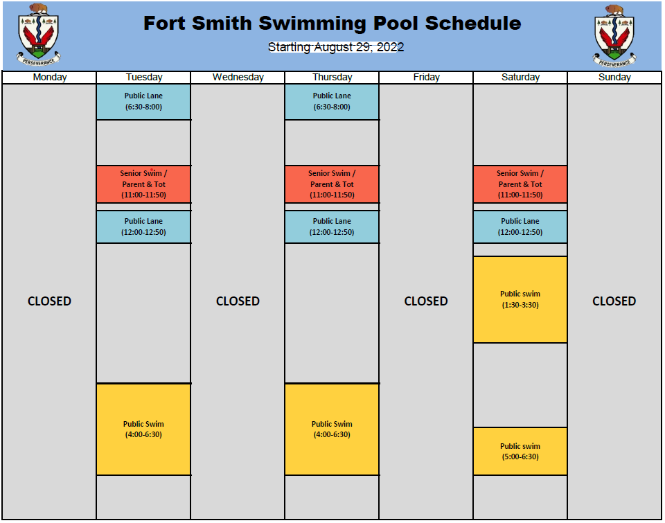 pool schedule for august 29th - september 4th 