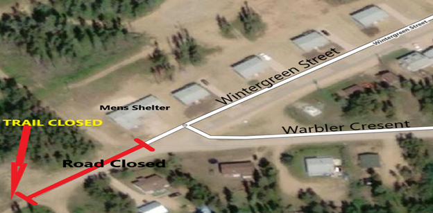 graphic of the road closure on Wintergreen Street.