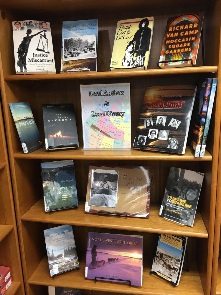 book shelf of local authors 