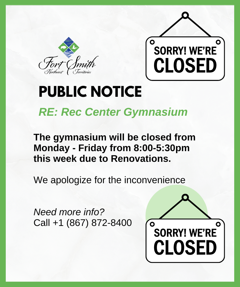 public notice that the rec center gym is closed