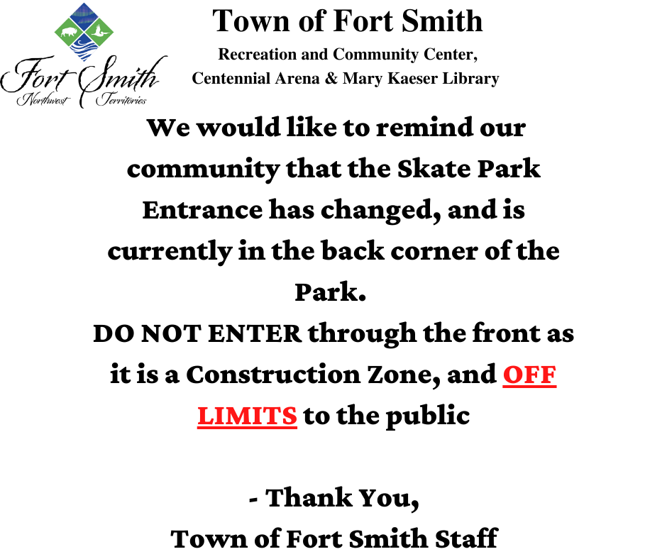 notice of skate park entrance change