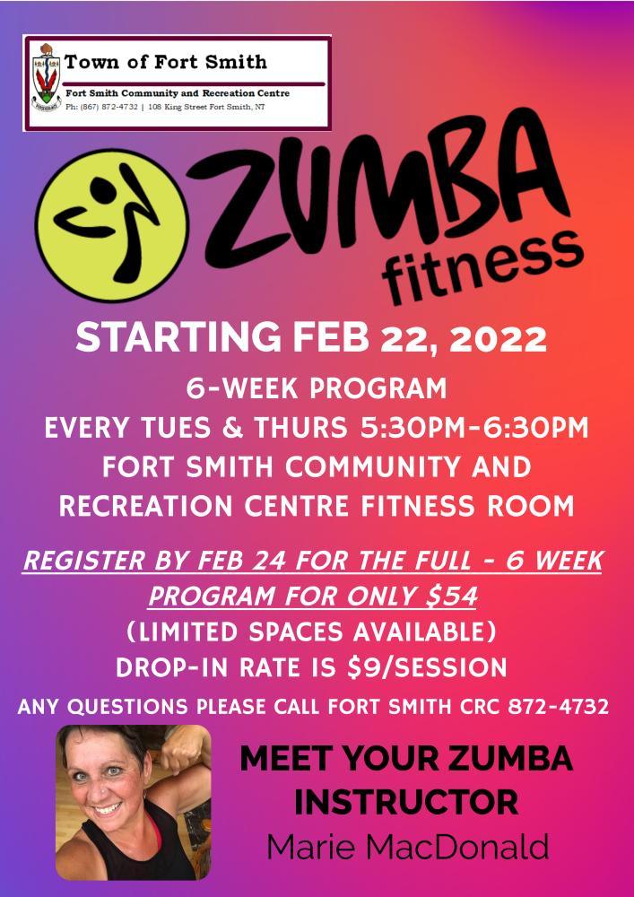 zumba fitness starting february 22, 2022. 6 week program every tuesday and thursday