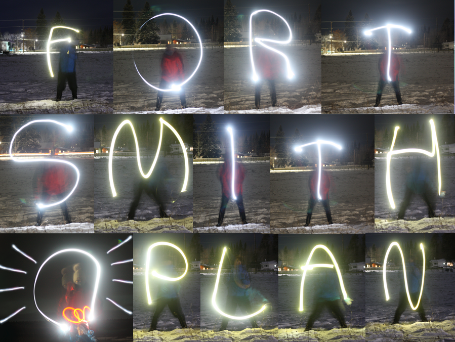 letters spelled out using sparklers